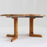Table à manger ronde extensible vintage danoise en bois de pin des années 1960