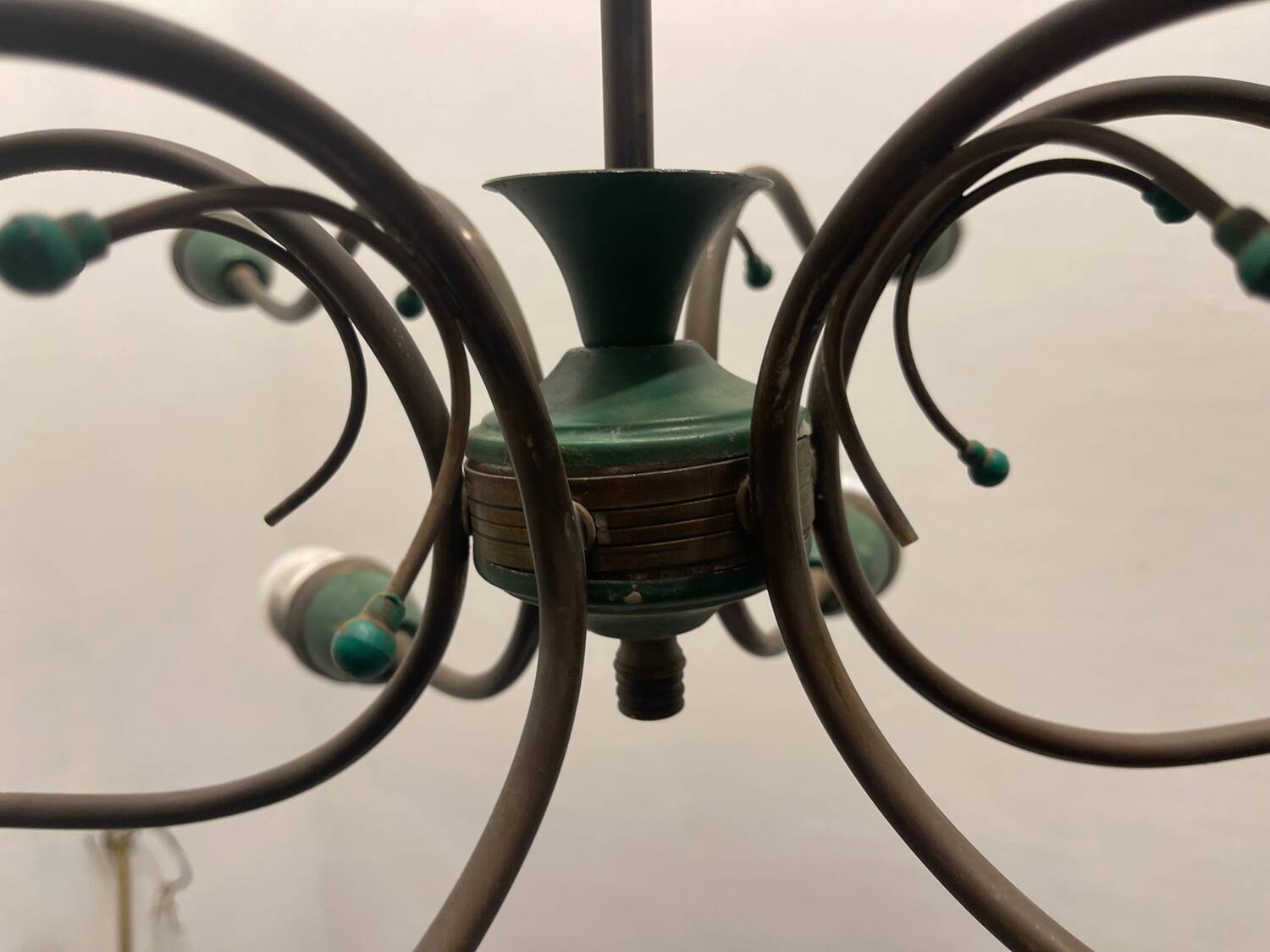 Italian Bronze Green Chandelier 1950’s