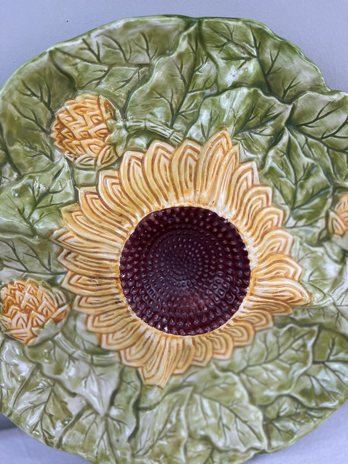 Plat barbotine tournesols