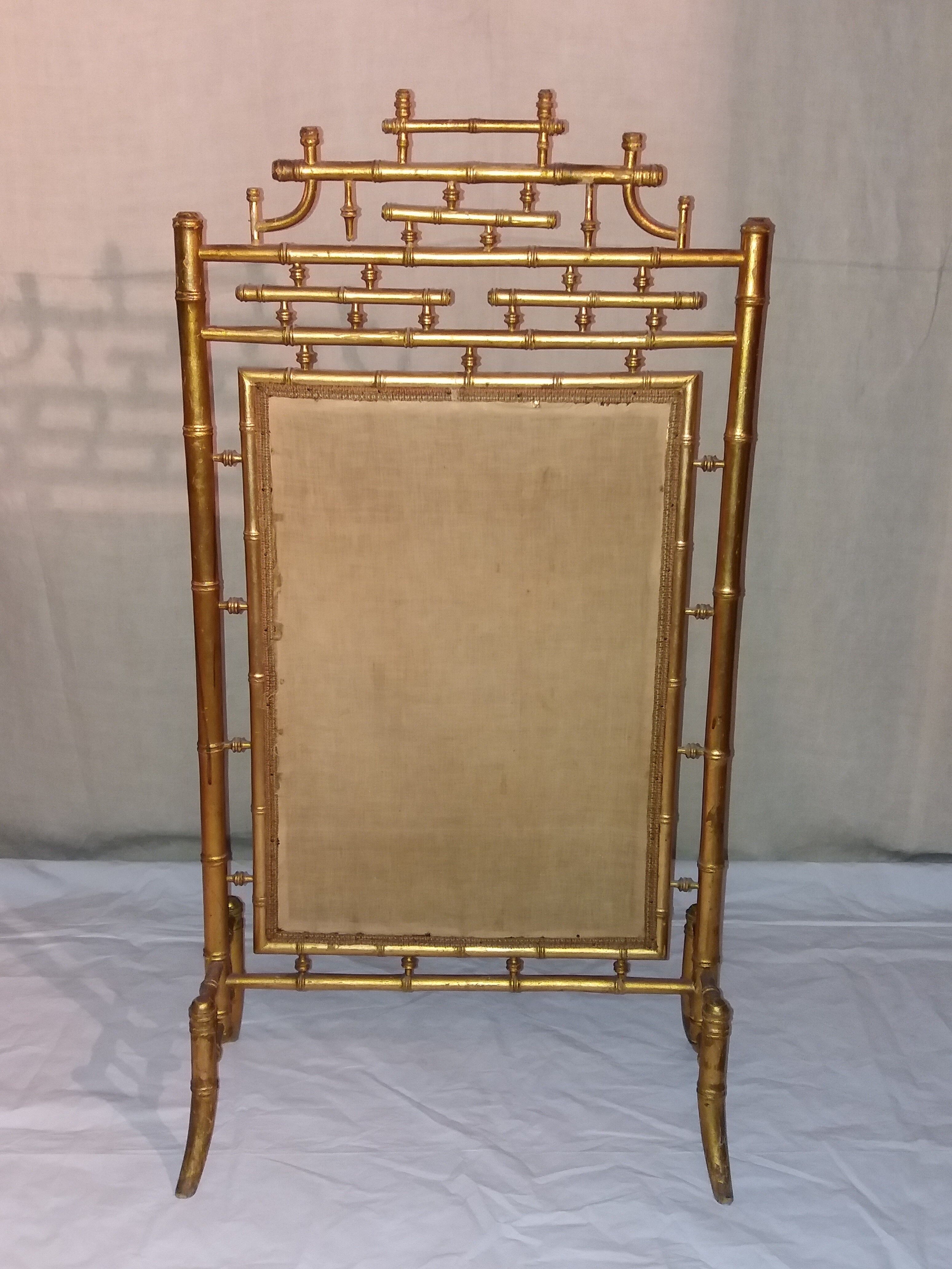 Ancient gold bamboo firescreen "Napoleon III"