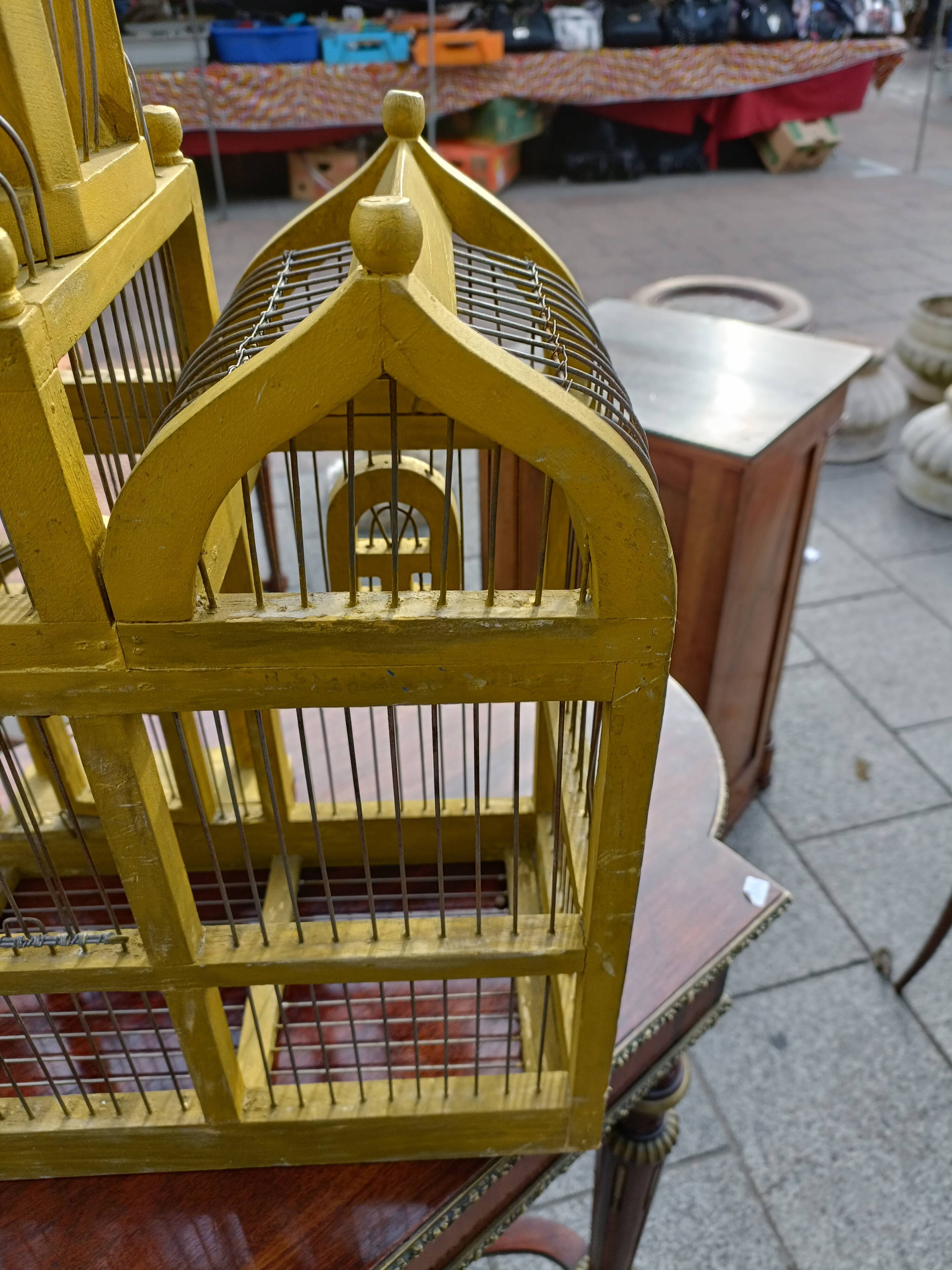Vintage antique wood and metal bird cage
