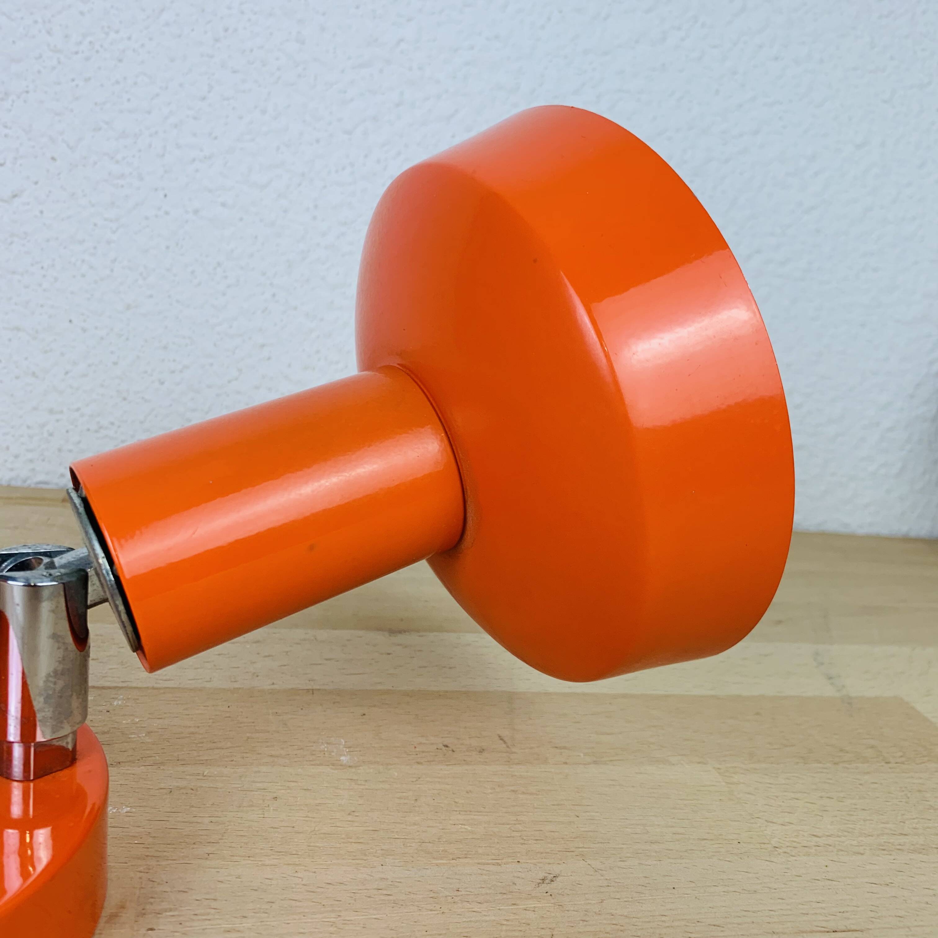 Double adjustable orange spotlight wall lamp from the 70s