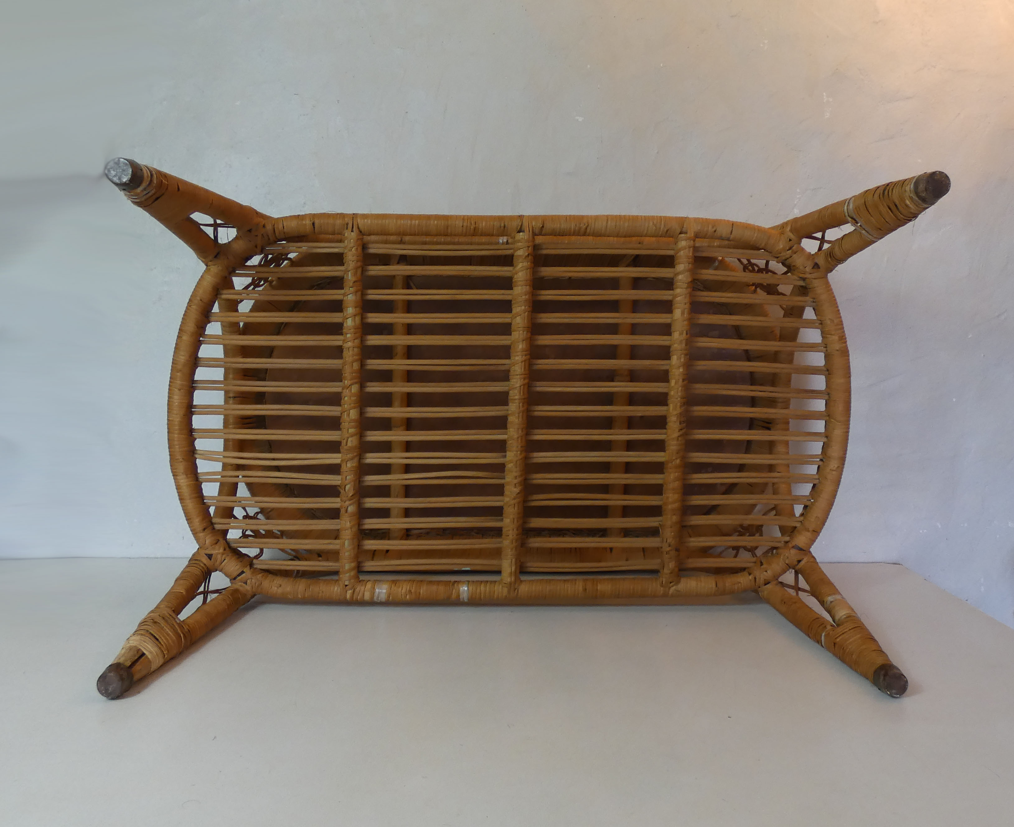 Old vintage rattan coffee table