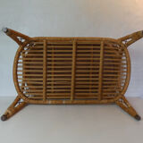 Old vintage rattan coffee table