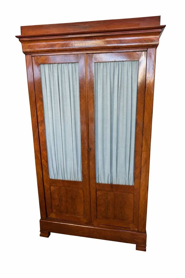 Armoire ancienne en placage d’acajou - portes vitrées - XIXe siècle