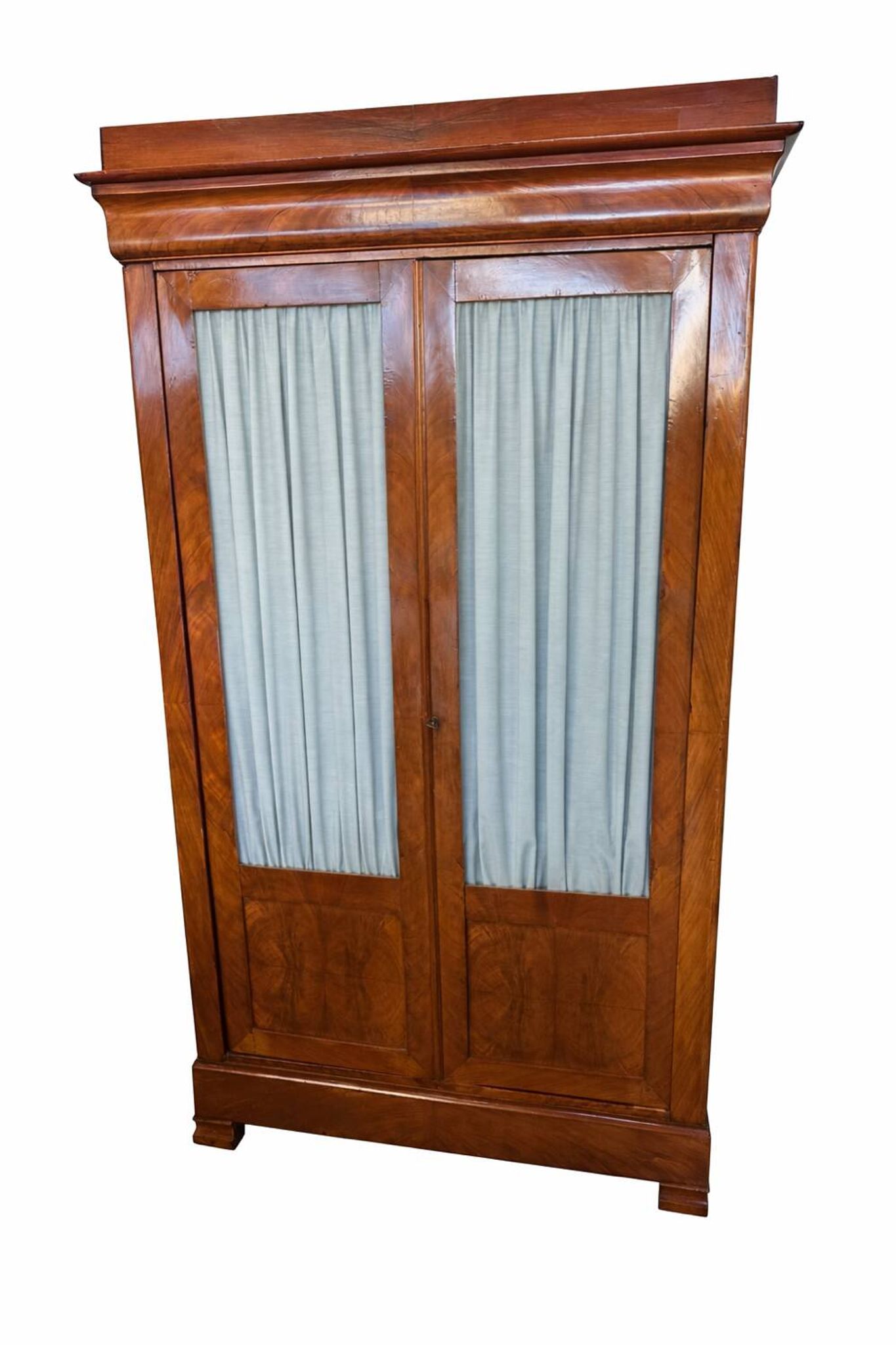 Armoire ancienne en placage d’acajou - portes vitrées - XIXe siècle