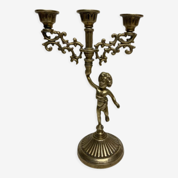 Angel candlestick 3 branches in brass