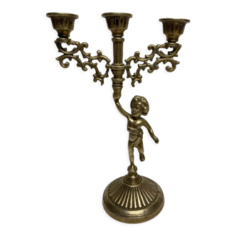 Angel candlestick 3 branches in brass