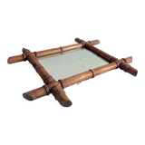 French Faux Bamboo Wall Mirror, Aged Patina, Circa 1900s