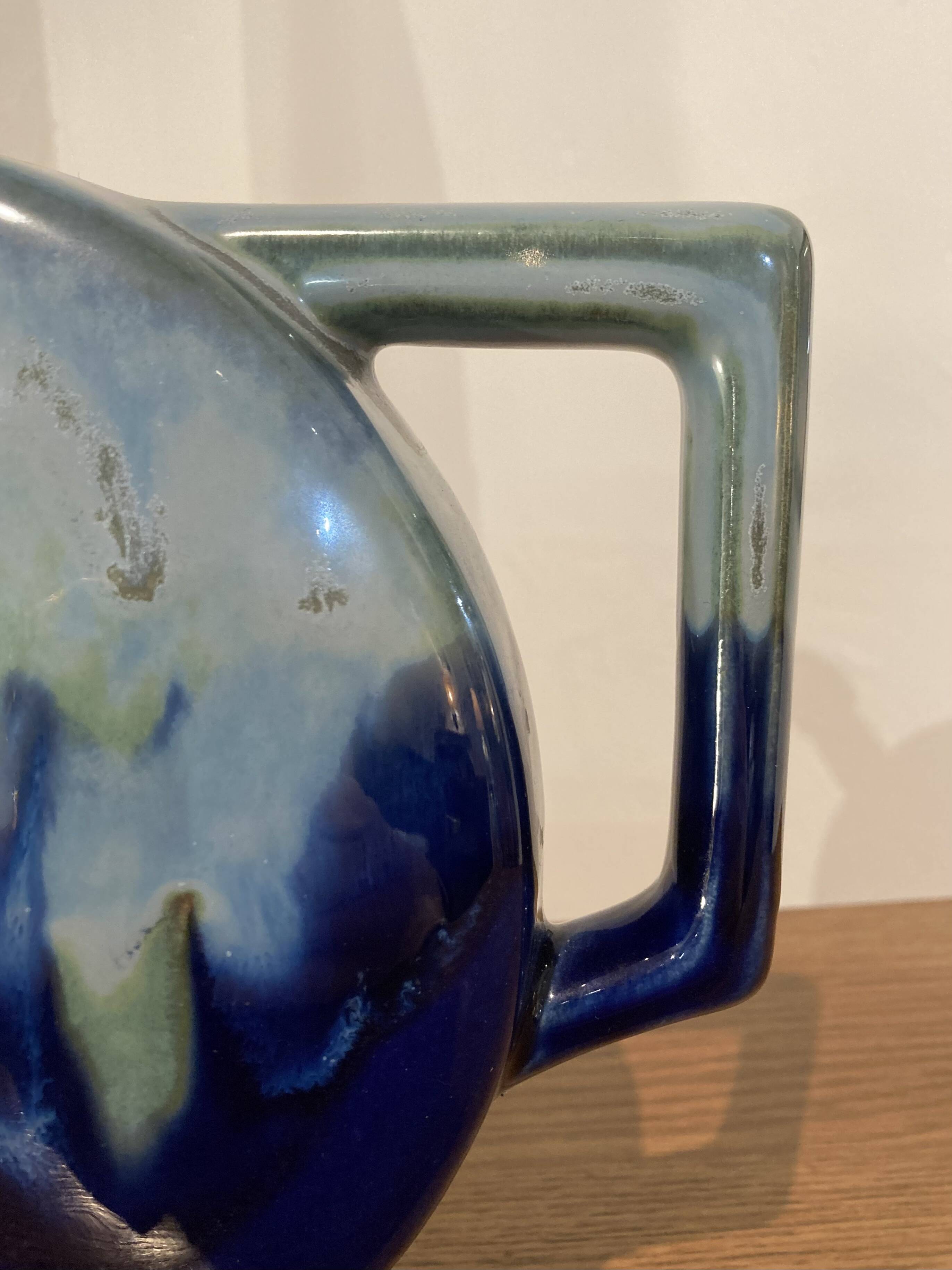 Art Deco flamed stoneware liqueur bottle