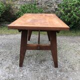 Table vintage René Gabriel en chêne d’époque reconstruction.