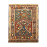 Traditional turkish kilim area rug, handmade oriental tribal kilim 145x194cm