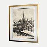 Tableau, gravure Strasbourg église St-Guillaume, É.Hirth