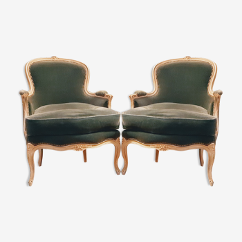 Pair of Louis XV style shepherdess armchairs