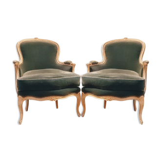 Pair of Louis XV style shepherdess armchairs