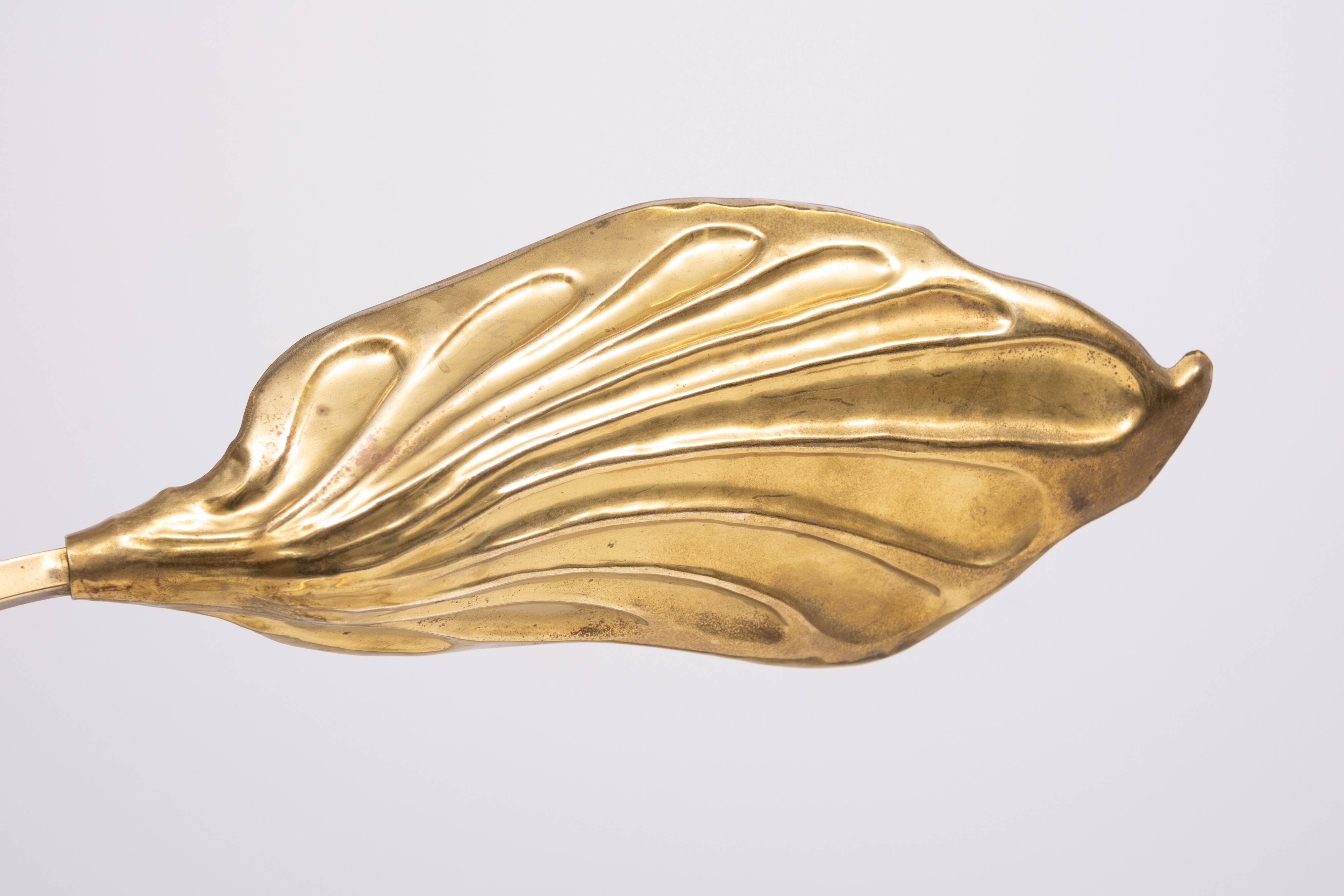 Pair Brass leaf table lamps design by Carlo Giorgi & Tommaso Barbi 1970s