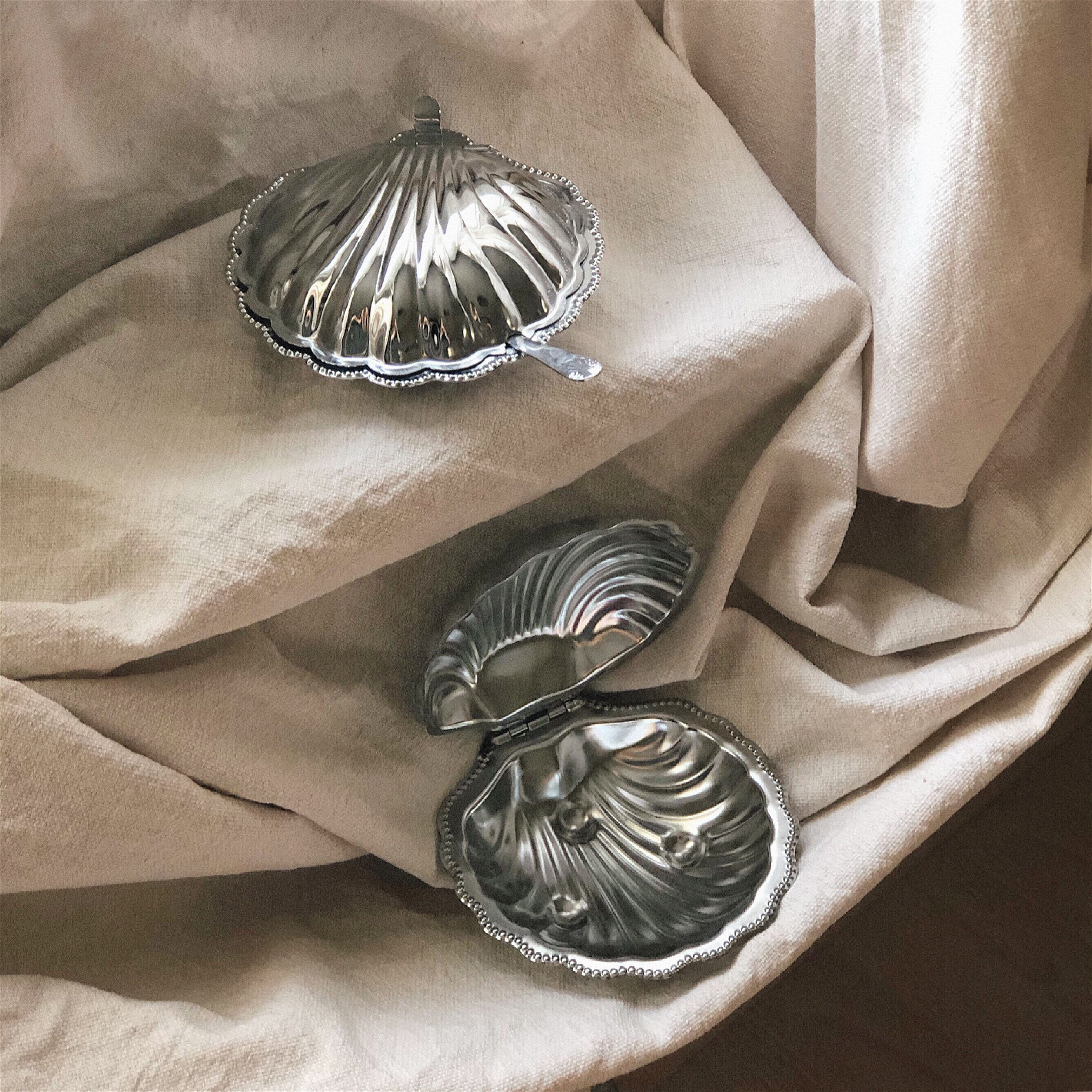 Vintage silver metal shells