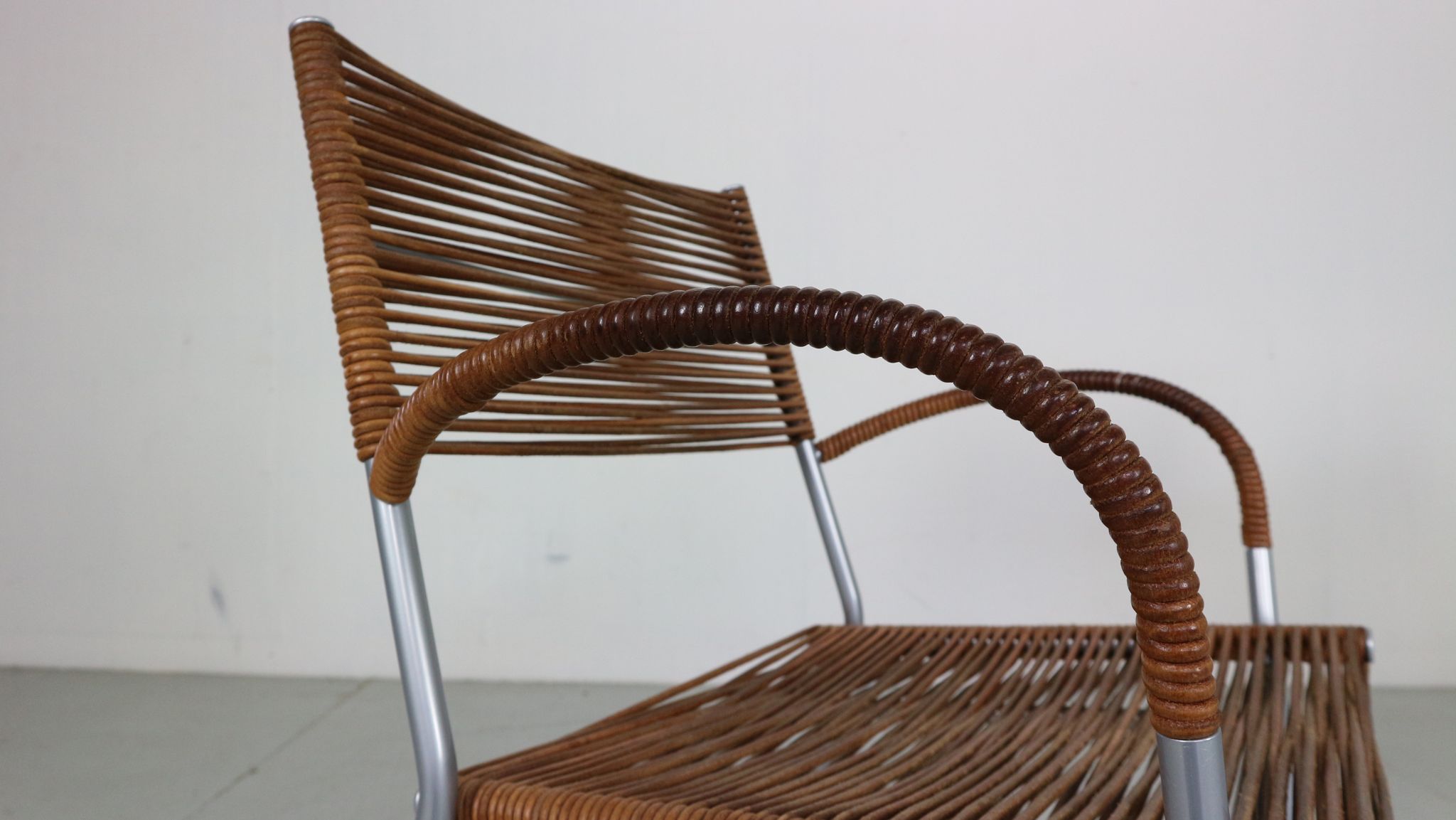 Set of 2 leather Mis B2 RVS armchairs by Tito Agnoli  for Pierantonio Bonacina