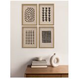 Collection of 4 abstract black paintings on paper signed Eawy.