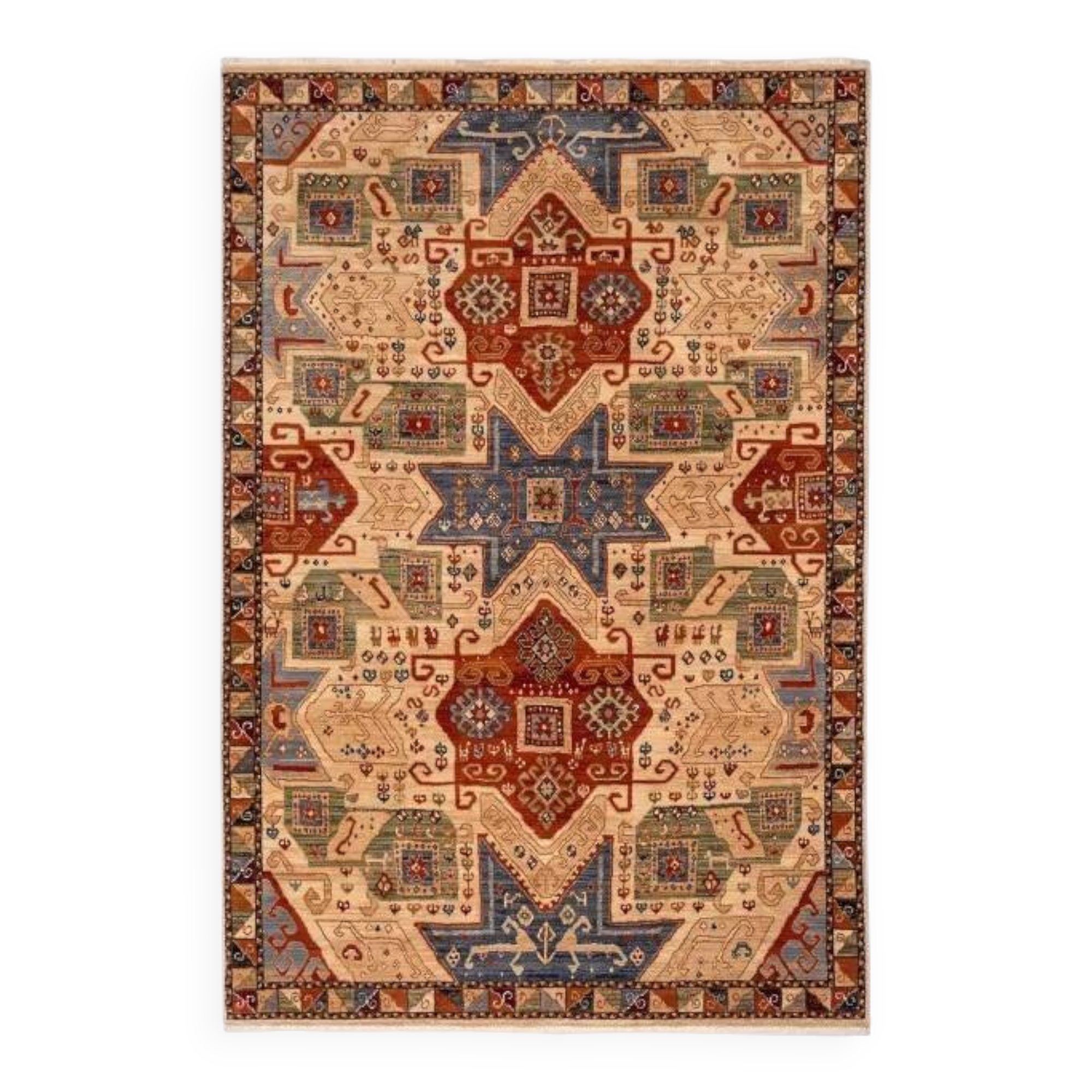 Ethnic rug red beige OTTO - Wool
