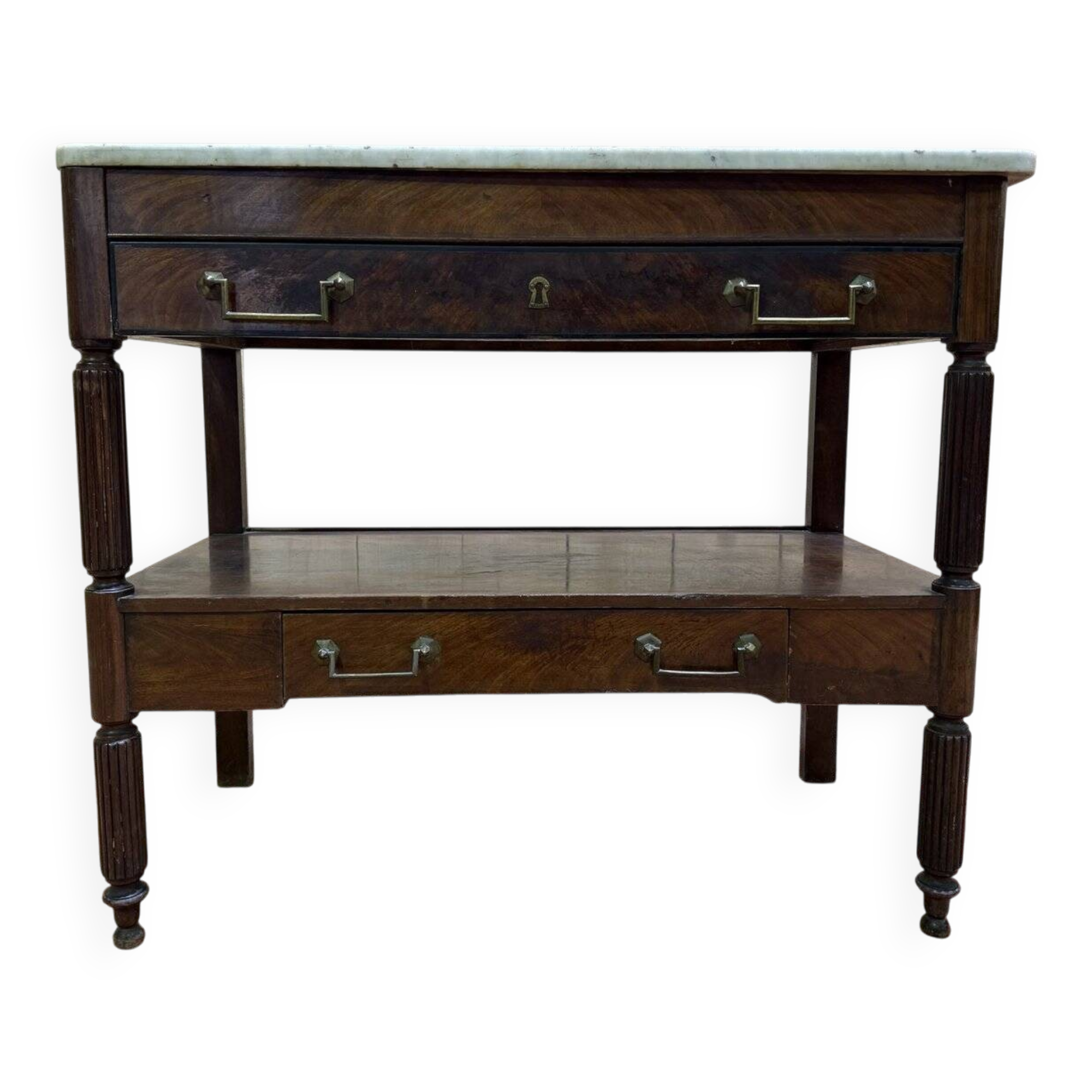 Dessert / Console in mahogany and marble in the Louis XVI style.