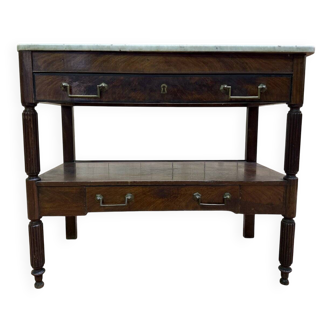 Dessert / Console in mahogany and marble in the Louis XVI style.