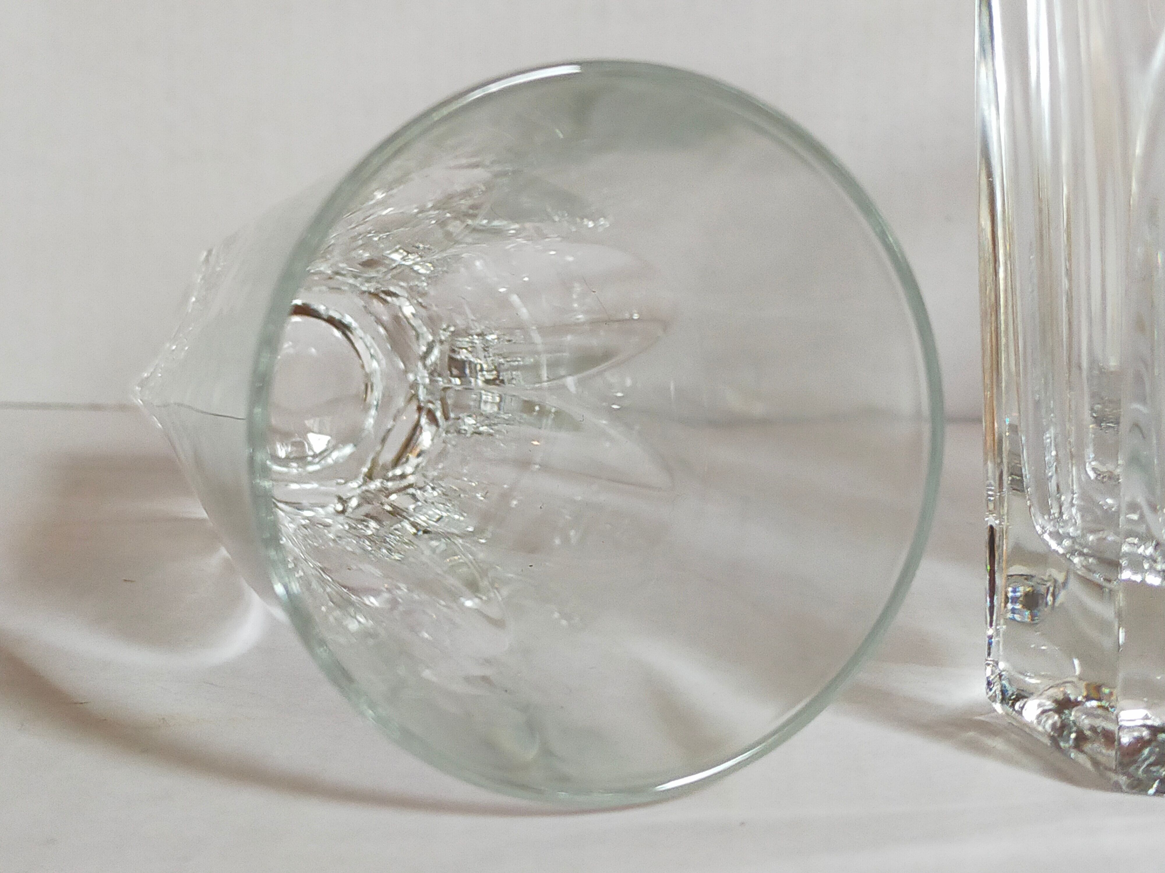 Six Art-Deco long drink glasses in crystal with cut sides