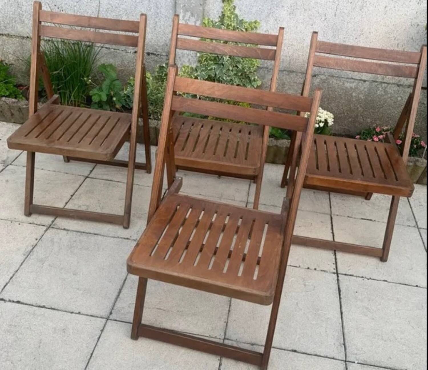 Set of four wooden chairs