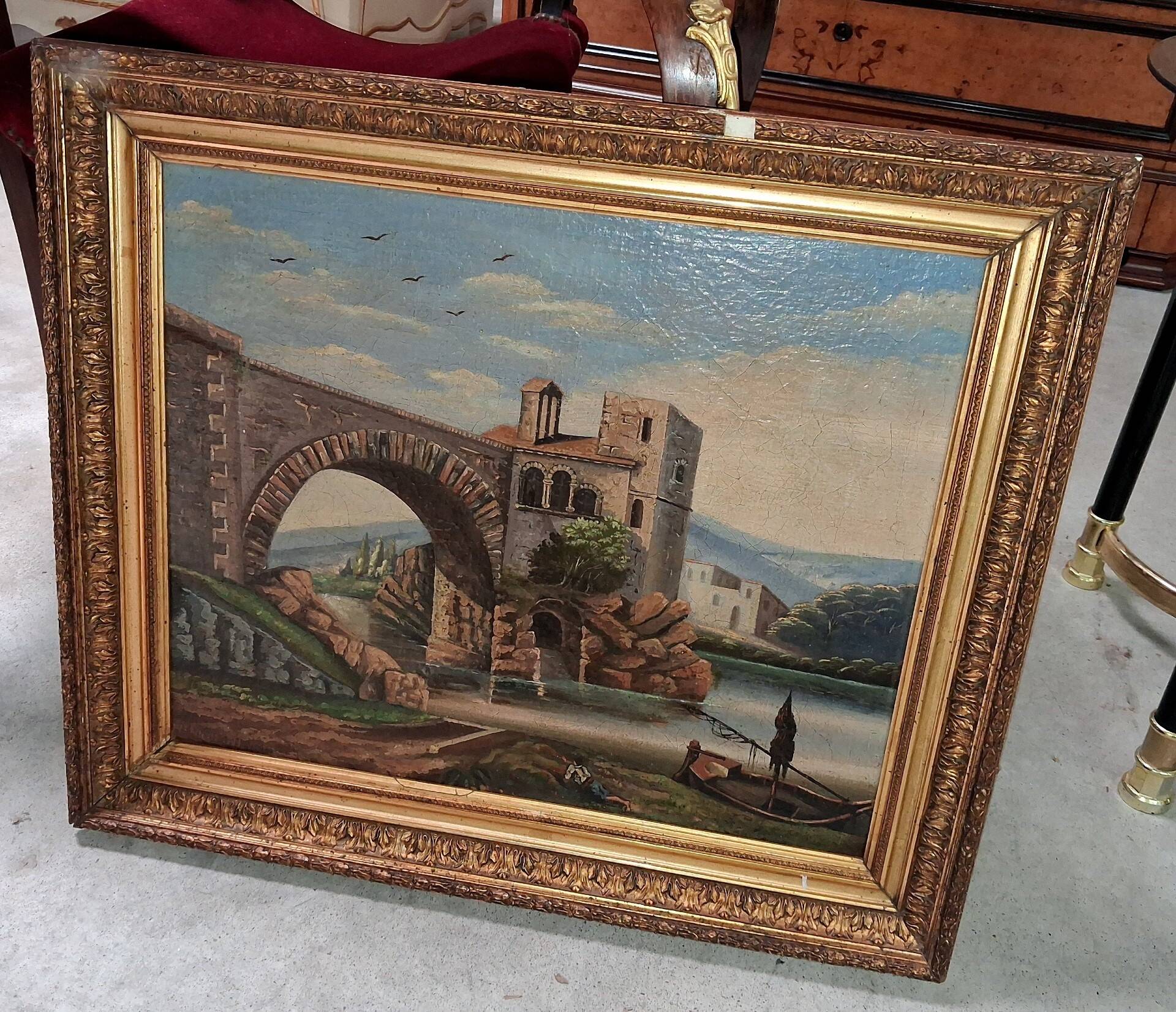 H. Nicolini – Animated Landscape at the Stone Bridge, 19th Century