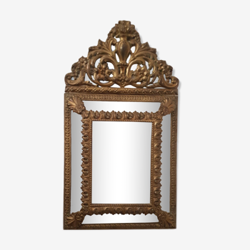 Nineteenth-century repelled brass parclose mirror