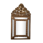 Miroir à parclose en laiton repoussé XIXe 33x58cm