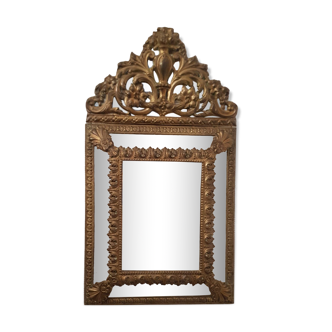 Nineteenth-century repelled brass parclose mirror