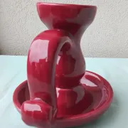 Burgundy ceramic candlestick