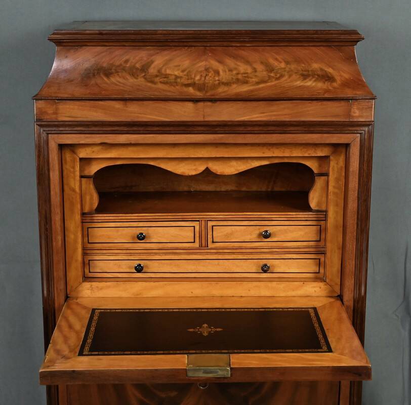 Small Secretary/Chiffonier in Mahogany Burl and Lemonwood – 1900