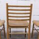 Danish ensemble transformable table 114 cm / 154 + 4 modernist chairs from the 1970s.