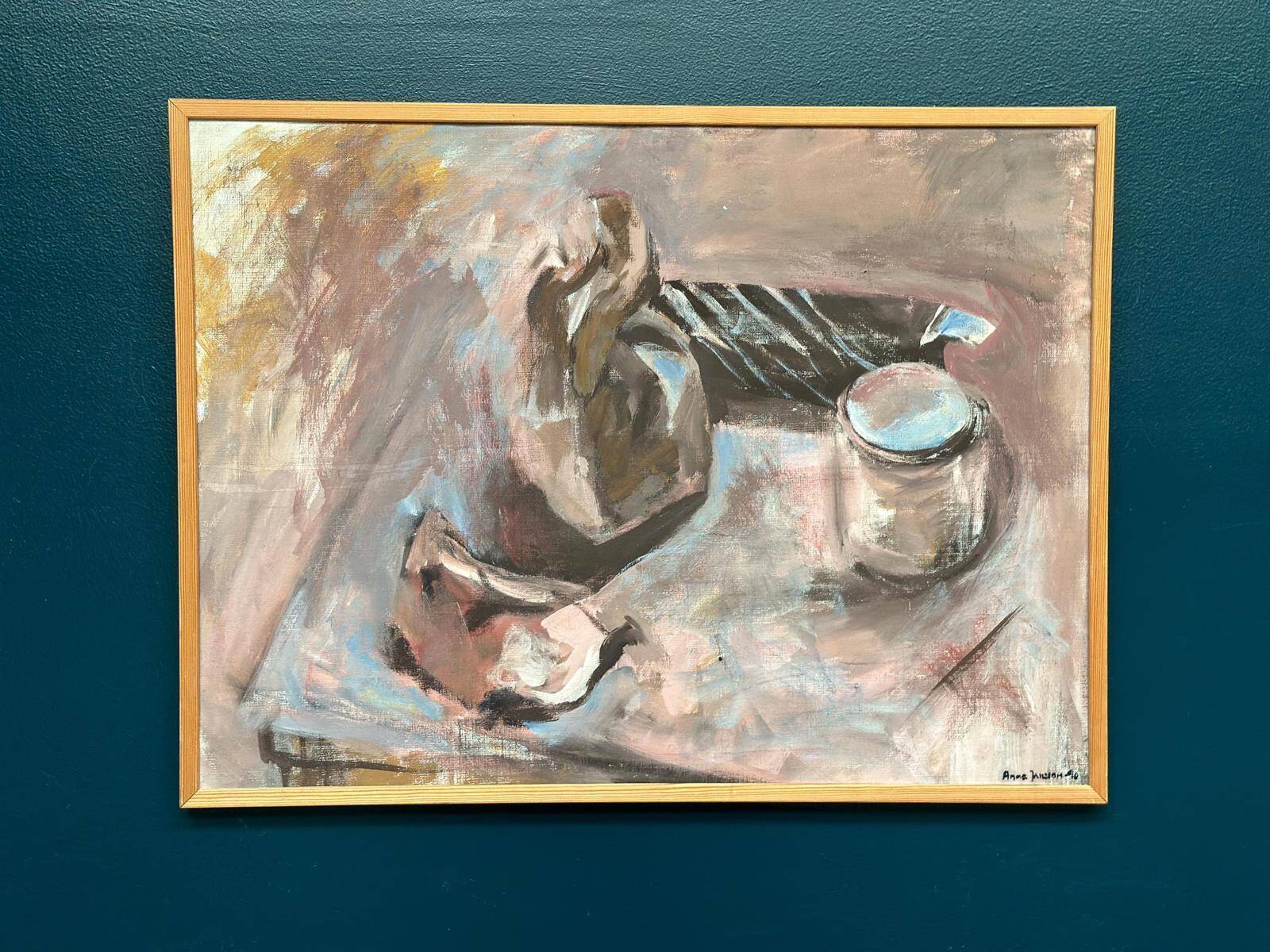 Original Swedish Oil On Canvas – “Stilleben” By Anna Jonsson – Vintage & Framed – 56.5 × 75.5 Cm (22.2" × 29.7")
