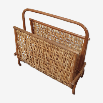 vintage rattan magazine holder