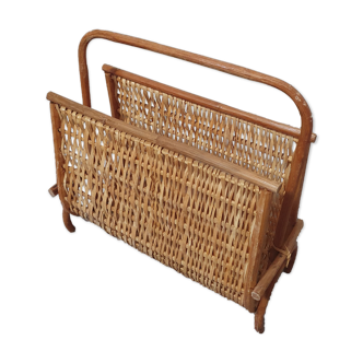 vintage rattan magazine holder