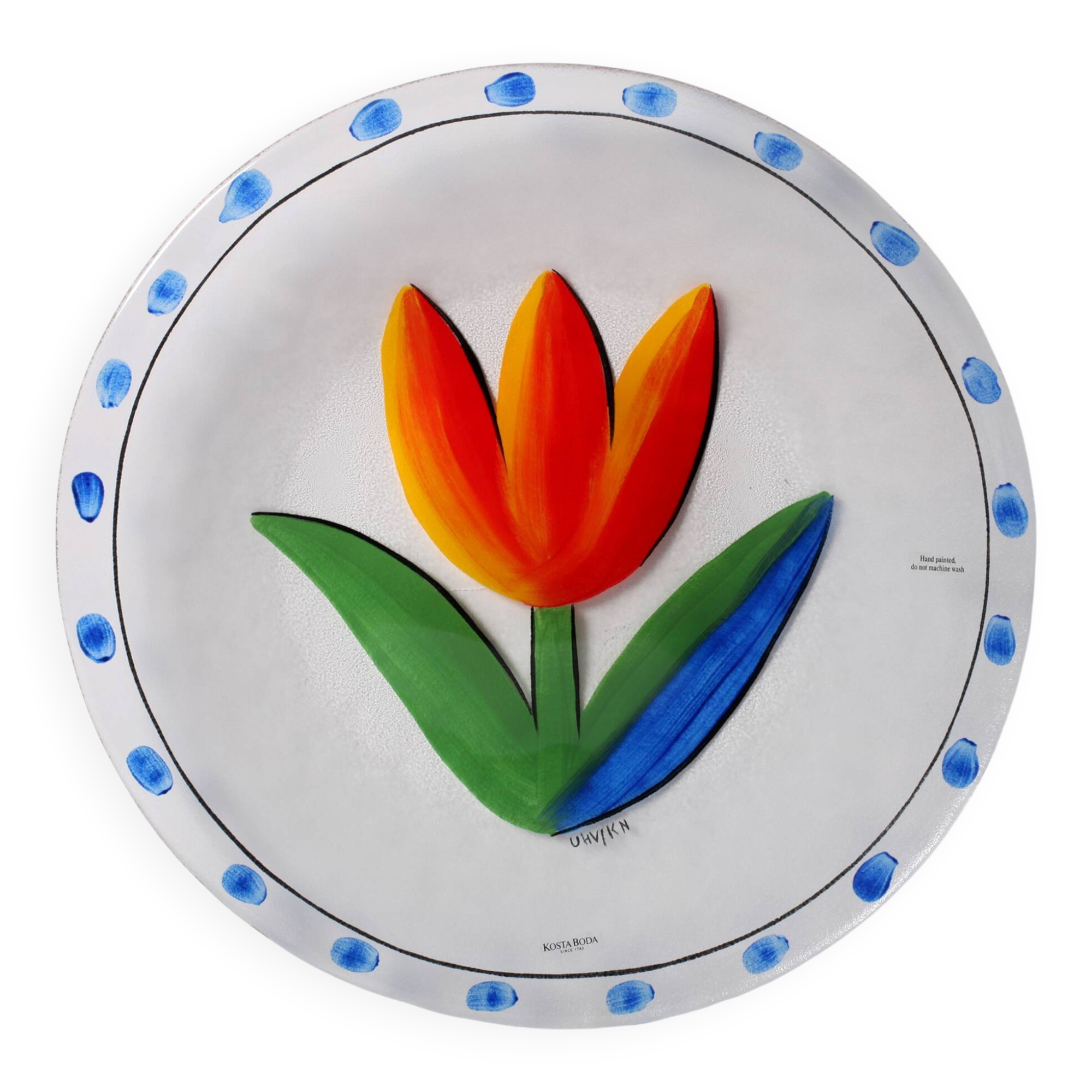 Vintage Kosta Boda Glass Plate: Ulrica Hydman Vallien Tulip Design