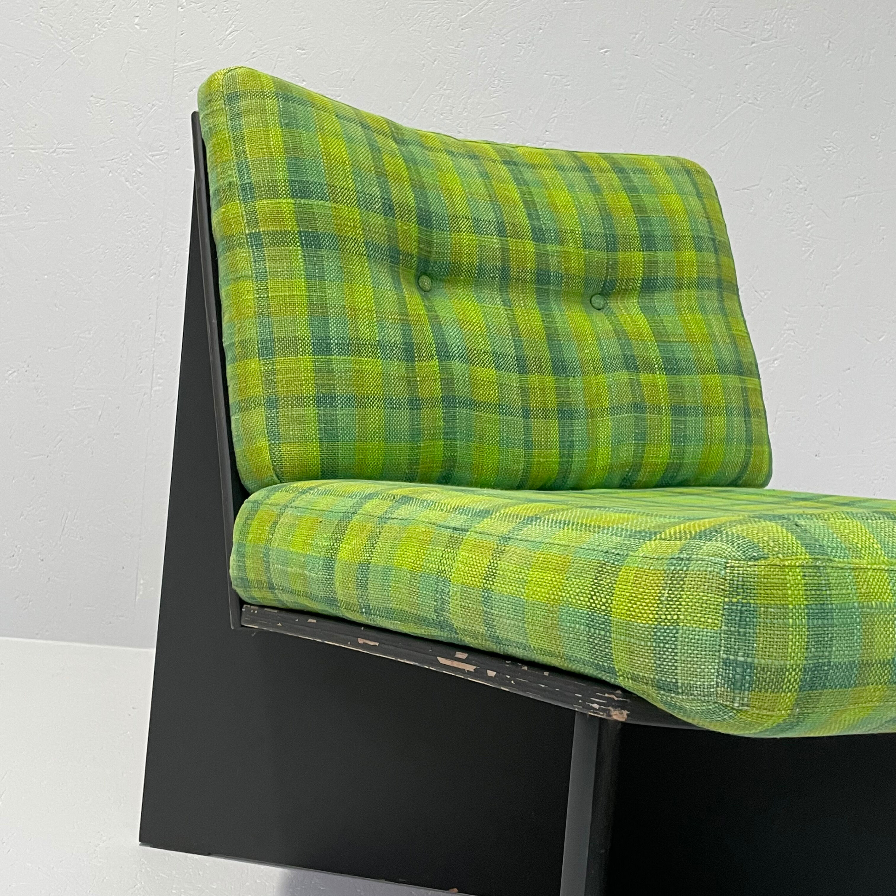 Green vintage chair with hocker
