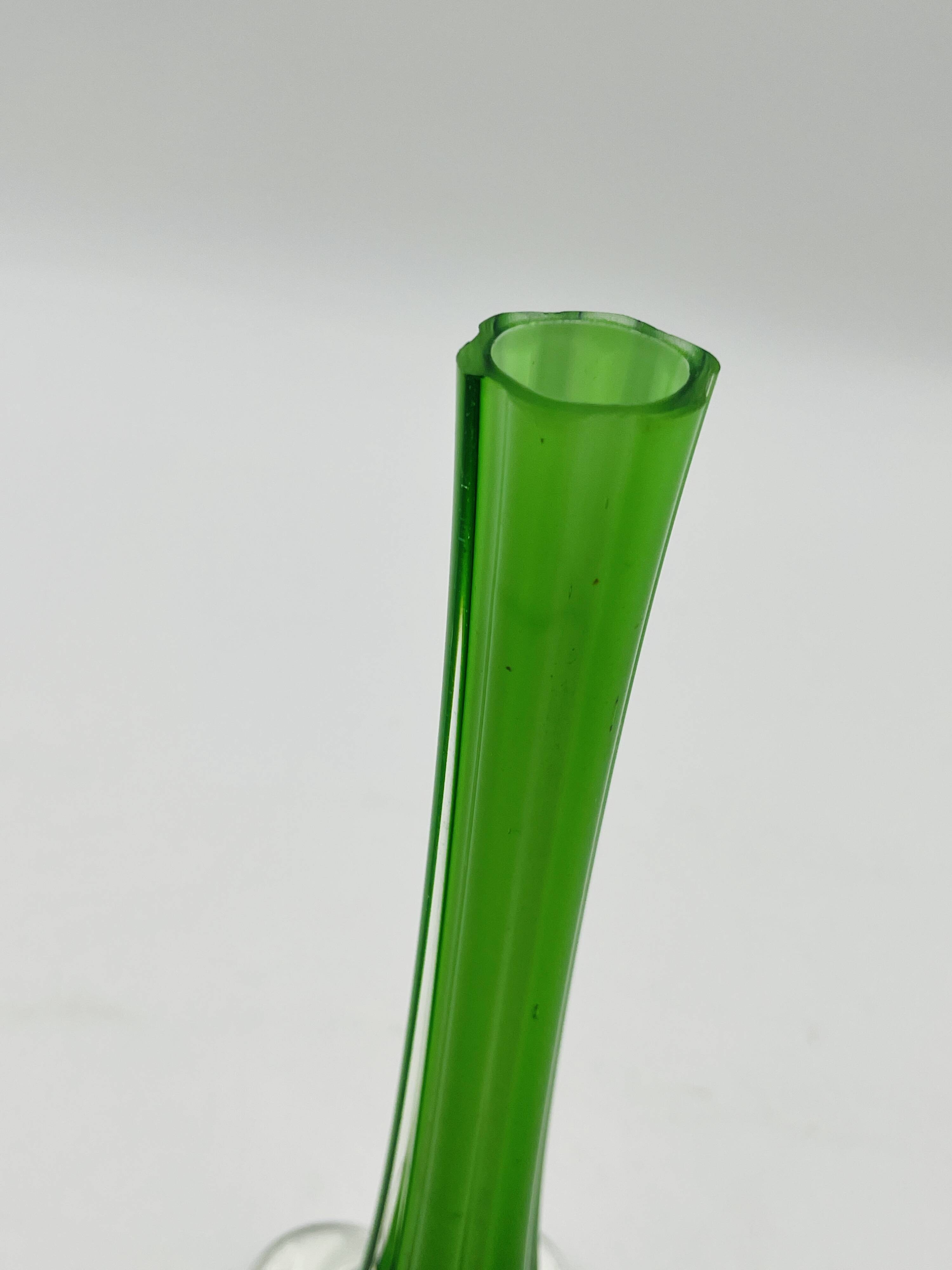 Vintage Murano green elephant base glass soliflore