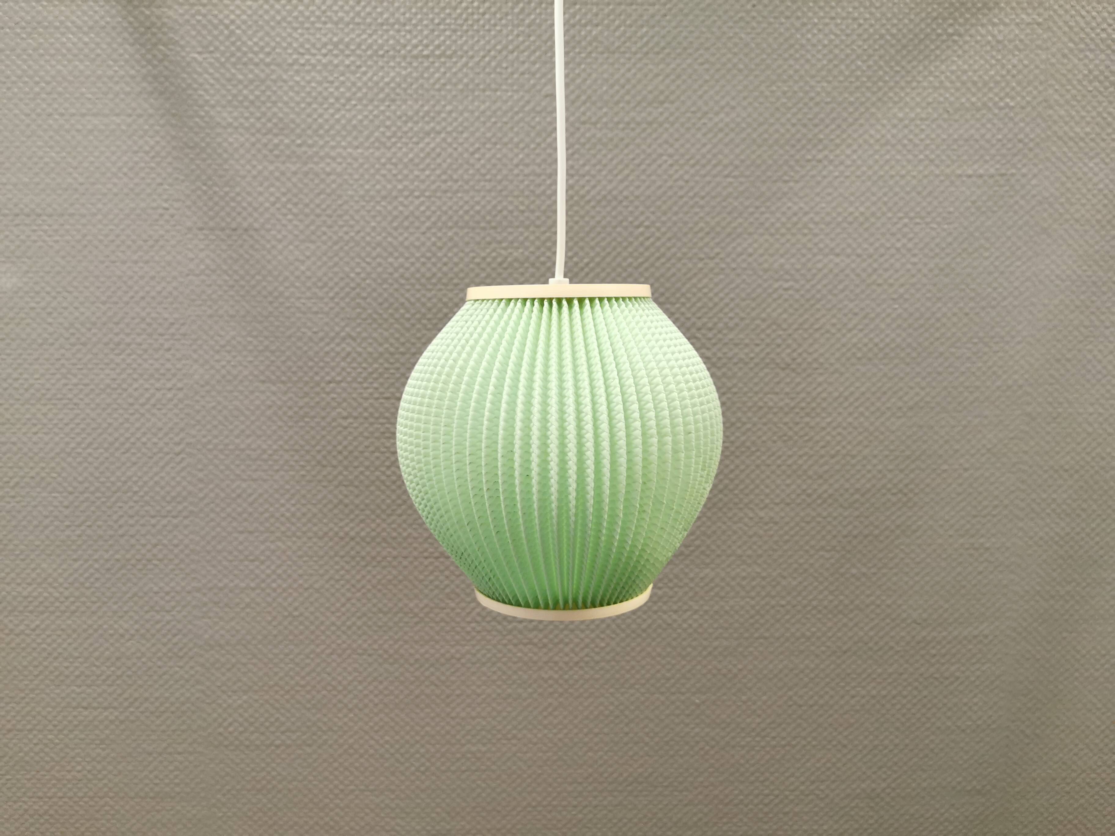 Danish pleated hanging lamp, Pearl Shade, produced by Hoyrup Light and designed by Lars E Schiøler