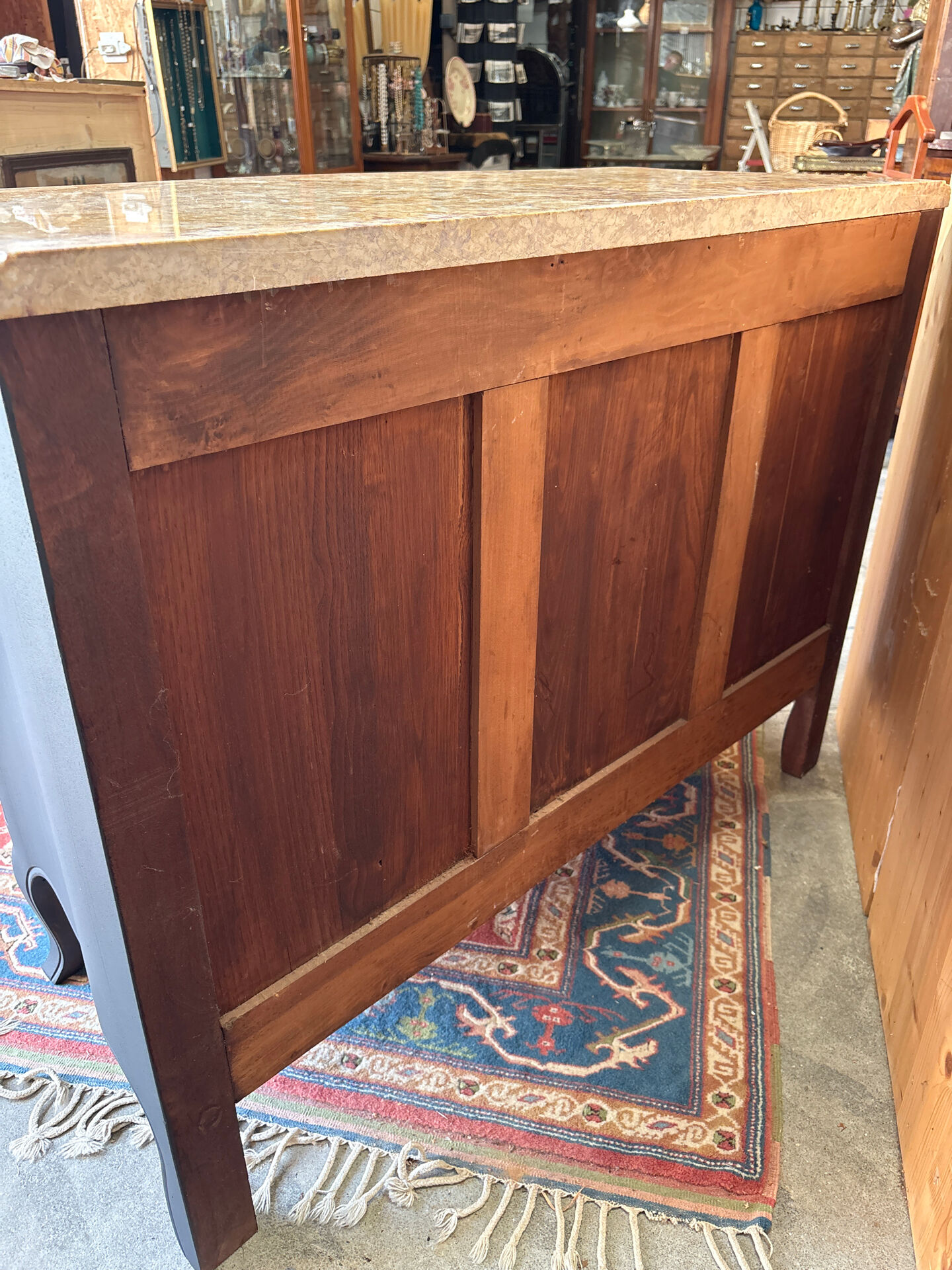 Renovated antique oak chest of drawers – 3 drawers – Marble top