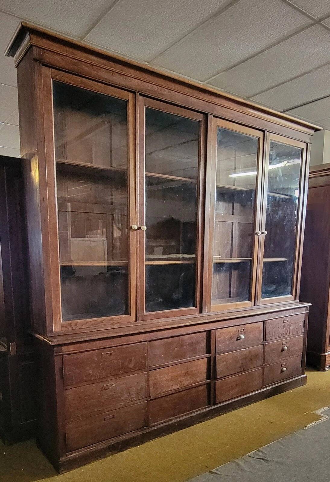 Large, generously sized solid oak display case