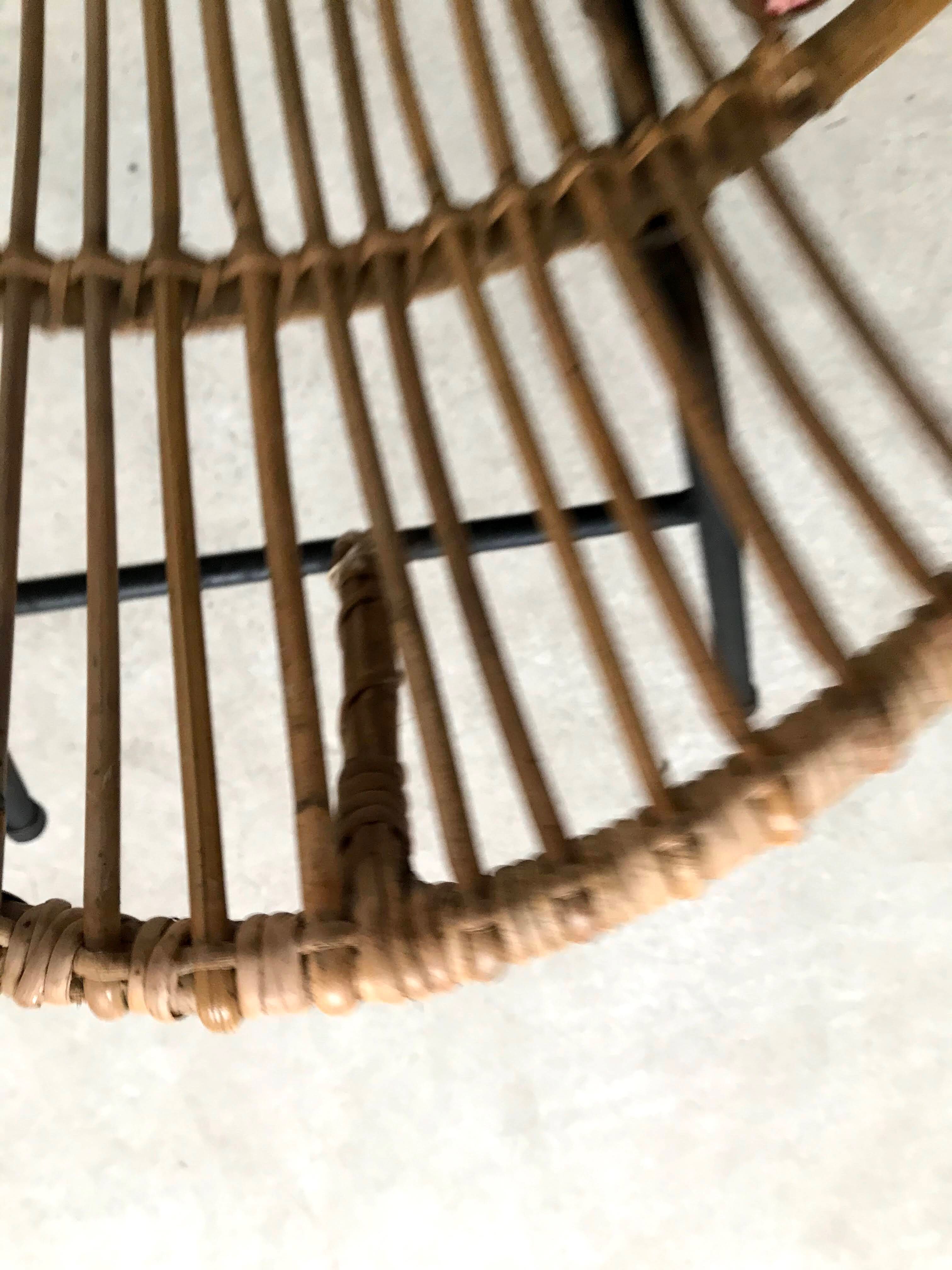 Pair of vintage rattan and bamboo shell chairs 1960s