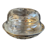 Engraved crystal bonbonnière and openwork silver basket in Louis XVI style