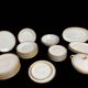 Tableware, 25-piece service, white porcelain and fine gold Winterling