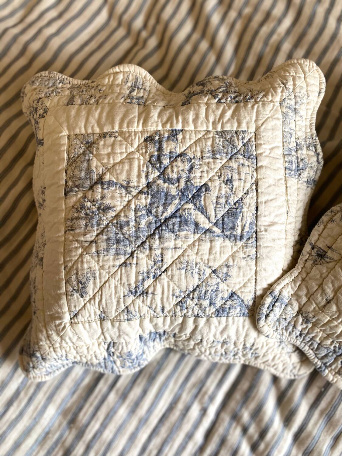 Paire de housses de coussin en coton en toile de Jouy