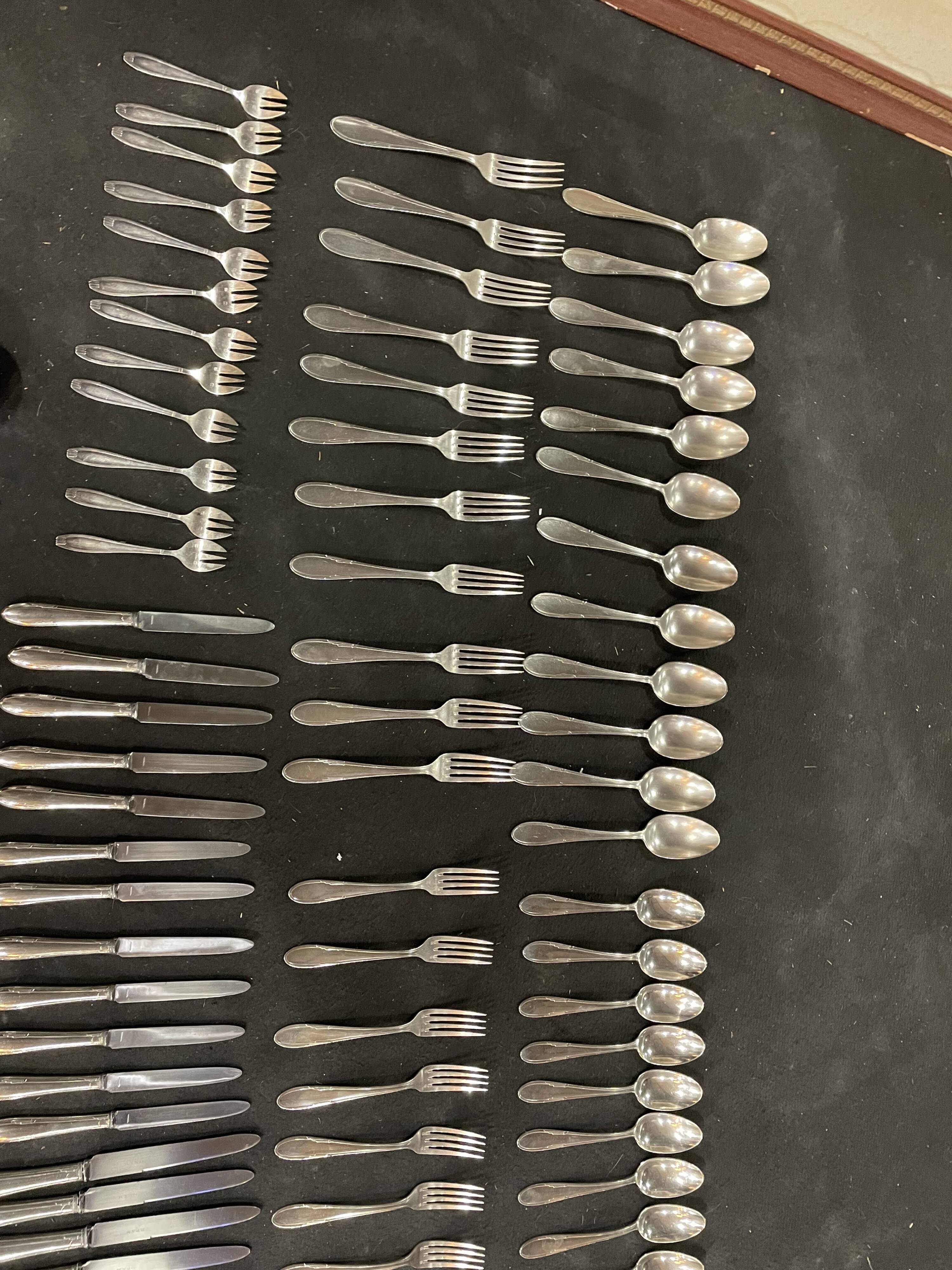 Art Deco menagere in silver metal