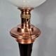 Antique large Mazda Art Deco lamp: opaline glass, wood & copper, 77 cm S802